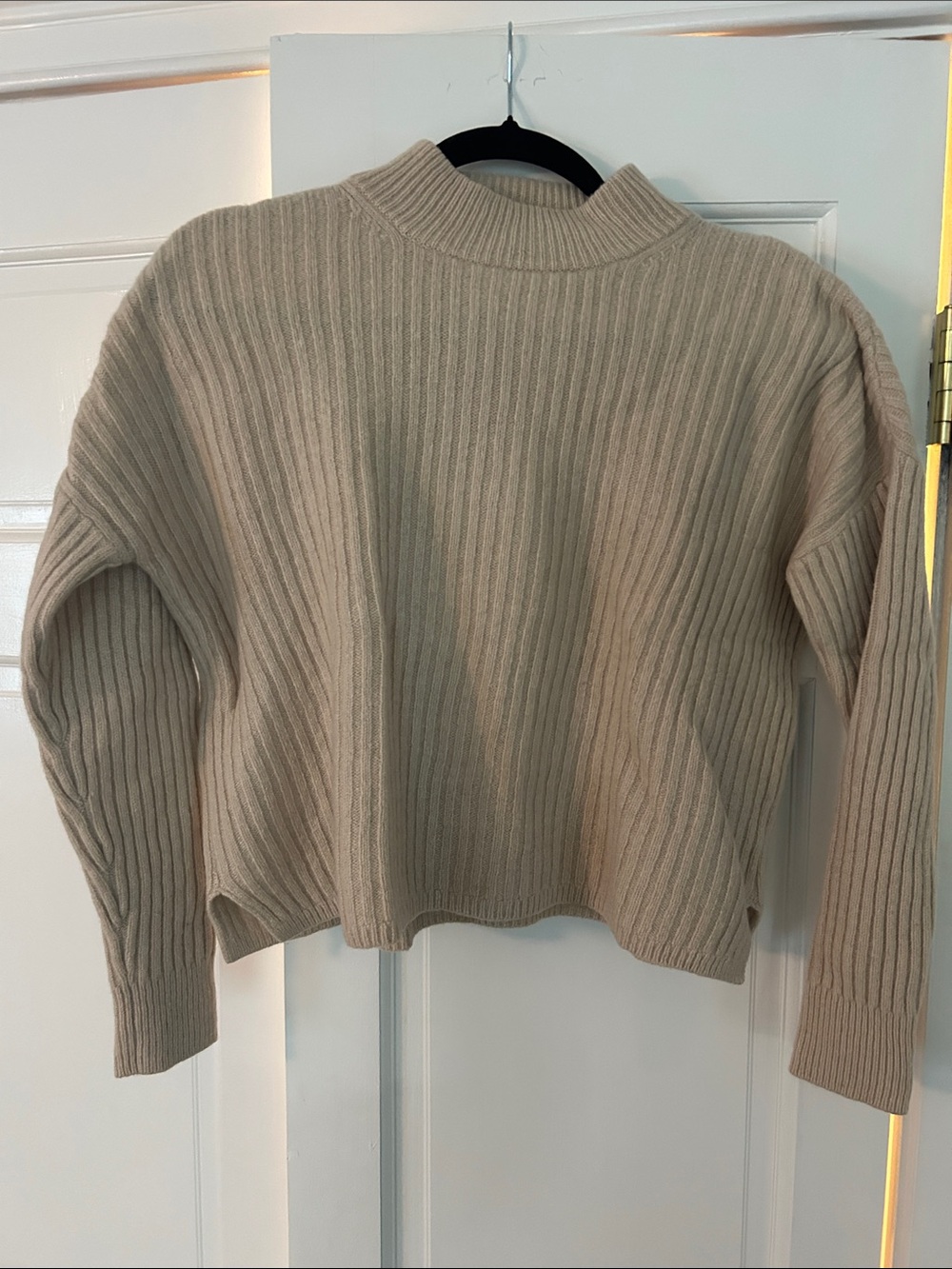Madewell Beige Ribbed Mock Neck Sweater